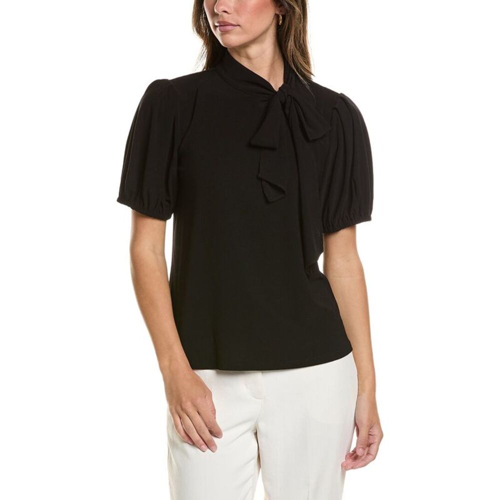 Cece Womens  Tie Neck Bow Knit Top, Black